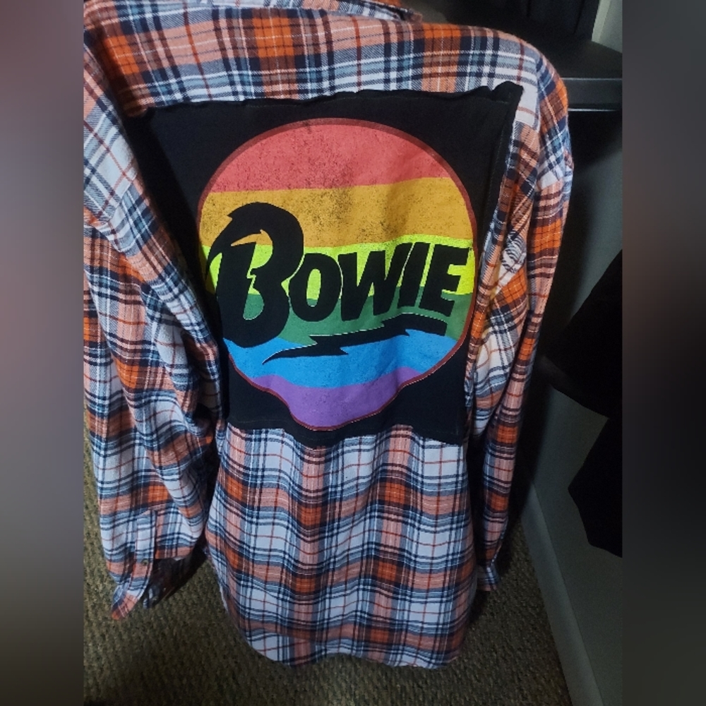 David Bowie Upcycled Flannel